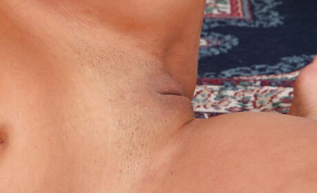 Very attractive latin milf Abby Melon shows big hooters and shaved pussy 