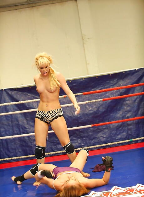 Hot girls Celine Doll and Aleska Diamond in hot panties in wild catfight 